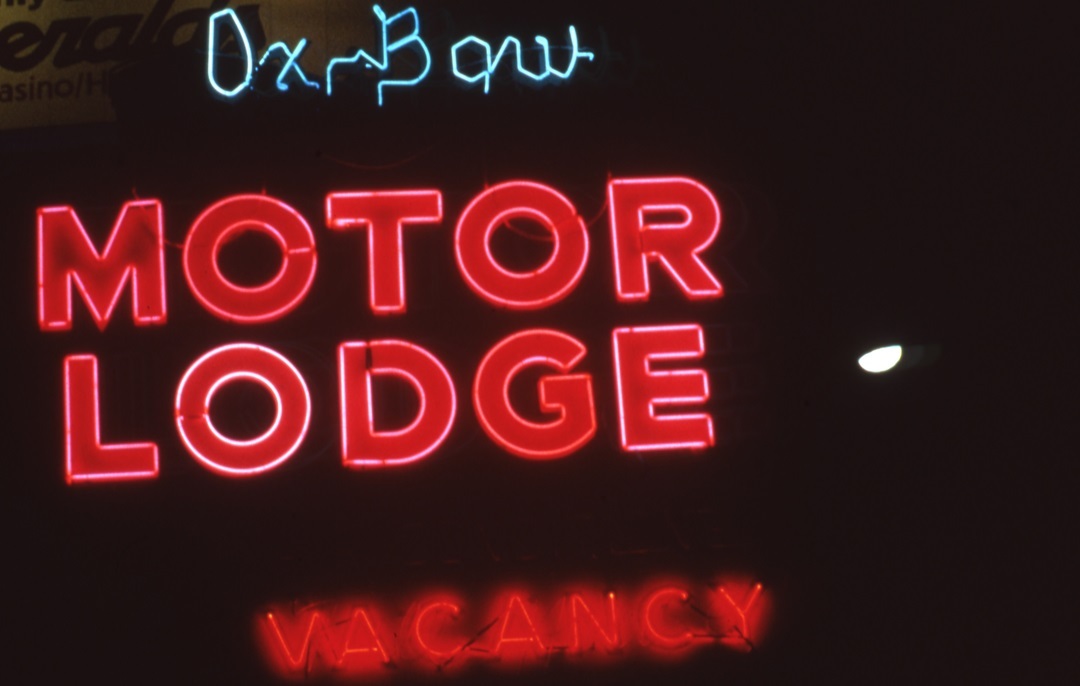 Ox-Bow Motor Lodge sign, 1986